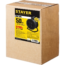 Удлинитель силовой Stayer 55077-50 3x1.5кв.мм 4розет. 50м КГ катушка черный