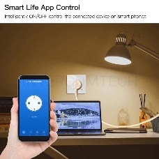 Розетка 1-пост. MOES Smart Socket WK-EU, Wi-Fi, 95-250 В, 16А, встраиваемая IP20, шторки + ЗК, белая