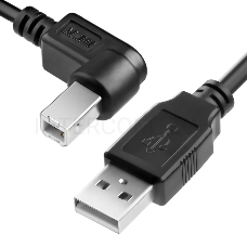 Кабель Greenconnect 3.0m USB 2.0, AM/BM угловой, черный, 28/28 AWG, экран, армированный, морозостойкий, GCR-UPC3M2-BB2S-3.0m