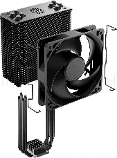 Кулер для процессора Cooler Master CPU Cooler Hyper 212 Black Edition, 650 - 2000 RPM, 180W, Full Socket Support