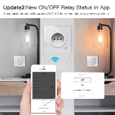 Розетка 1-пост. MOES Smart Socket WK-EU, Wi-Fi, 95-250 В, 16А, встраиваемая IP20, шторки + ЗК, белая