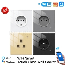 Розетка 1-пост. MOES Smart Socket WK-EU, Wi-Fi, 95-250 В, 16А, встраиваемая IP20, шторки + ЗК, белая