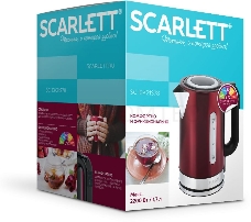 Чайник электрический Scarlett SC-EK21S78 1.7л. 2200Вт бордовый (корпус: нержавеющая сталь)