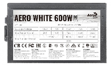 Блок питания Aerocool ATX 600W AERO WHITE 80+ (24+4+4pin) APFC 120mm fan 5xSATA RTL