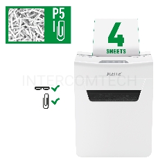 Шредер Leitz IQ PROTECT Premium 4M белый (секр.P-5)/фрагменты/4лист./14лтр./скрепки/скобы