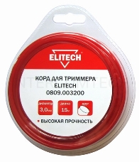 Леска для садовых триммеров Elitech 0809.003200 d=3мм L=15м