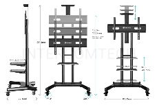 Стойка для телевизора с кронштейном ONKRON TS1881 50-86, мобильная, чёрная