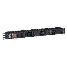 Блок розеток горизонтальный ExeGate ServerPro PDU-19H012 Al-6С19-C20-SW, 19, 1U, Алюминий, 6 IEC 320 C19, С20, выкл. с подсветкой, черный