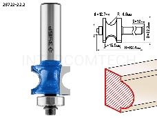 Фреза ЗУБР 28722-22.2  полустержневая с подшипн. d= 22.2мм дл.-15.9мм рад.-4.8мм хв.-12мм d-12.7мм