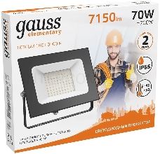 Прожектор светодиодный GAUSS 613527170  LED 70W 4450lm IP65 3000К черный 1/24