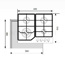 Газовая варочная поверхность Lex GVG 640-1 IV слоновая кость