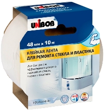 Клейкая лента монтажная Unibob 75910 прозрачная шир.48мм дл.10м невидимая картонная обечайка