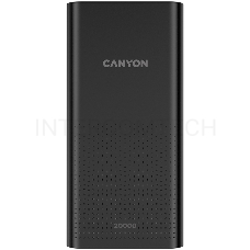 Мобильный аккумулятор  CANYON  PB-2001 Power bank 20000mAh Li-poly battery, Input 5V/2A , Output 5V/2.1A(Max), 144*69*28.5mm, 0.440Kg, Black