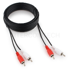 Кабель аудио Cablexpert CCA-2R2R-5M, 2xRCA / 2xRCA, 5м