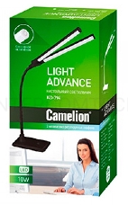 Светильник Camelion KD-794  C02 чёрный  LED (Свет-к наст.,10 Вт, 2 плаф.,230В, сенс.вкл-е, 4 ур.ярк,4000К)