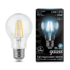 Лампа светодиодная Filament А60 E27 10Вт 4100К GAUSS 102802210