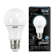 Светодиодная лампа GAUSS 102502216  LED A60 16W E27 1470lm 4100K 1/10/50