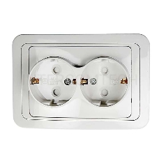 Розетка 2-м CLASSICO защ. шторки с заземл. 2128x бел. ASD / IN HOME 4690612000985