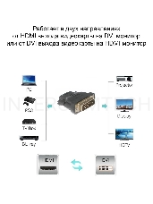 Переходник Aopen HDMI 19F to DVI-D 25M позолоченные контакты <ACA312>