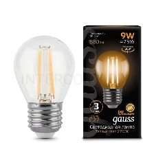 Лампа светодиодная Filament Шар E27 9Вт 2700К GAUSS 105802109