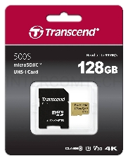 Флеш карта microSD 128GB Transcend microSDXC Ultimate UHS-I U3, V30, (SD адаптер), MLC