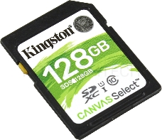 Флеш карта SDHC 128Gb Class10 Kingston <SDS2/128GB>, Canvas Select 100R CL10 UHS-I