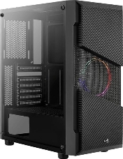 Корпус Aerocool Menace Saturn FRGB-G-BK-v1 черный без БП ATX 4x120mm 2xUSB2.0 1xUSB3.0 audio bott PSU