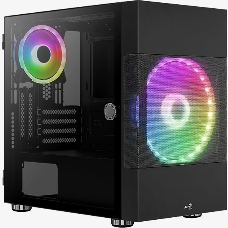 Корпус Aerocool Atomic V1 без БП, mATX, боковое окно (закаленное стекло), черный