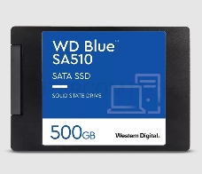 Накопитель SSD WD 500GB Blue SA510,  2.5 7mm, SATA3, R/W 560/510MB/s, IOPs 90 000/82 000, TBW 200, DWPD 0.2 (12 мес.)