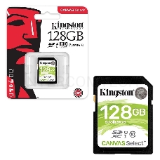 Флеш карта SDHC 128Gb Class10 Kingston <SDS2/128GB>, Canvas Select 100R CL10 UHS-I