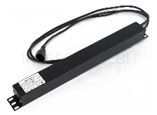 Hyperline SHE19-8SH-S-2.5IEC Блок розеток для 19 шкафов, горизонтальный, с выключателем с подсветкой, 8 розеток Schuko (10A), 250В, кабель питания 3х1.0мм2, длина 2.5 м, с вилкой IEC 320 C14, 482.6x4