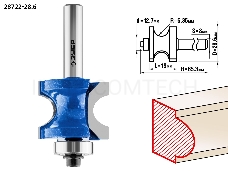 Фреза ЗУБР 28722-28.6  полустержневая с подшипником d= 28.6мм дл.-16мм рад.-6.35мм хв.-8мм d-12.7мм