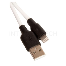 Кабель USB 2.0 hoco X21, силиконовая оплетка, AM/Lightning M, бело-черный, 1м