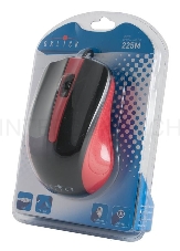 Мышь Oklick 225M черный/красный оптическая (1200dpi) USB (2but)