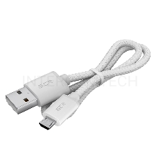 Кабель GCR 1.0m MicroUSB, быстрая зарядка, белый нейлон, GCR-54082