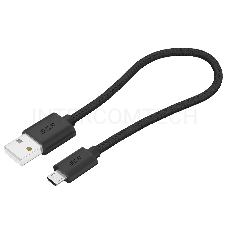 Кабель GCR 0.5m MicroUSB, быстрая зарядка, черный нейлон, GCR-54084