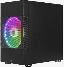 Корпус Aerocool Atomic V1 без БП, mATX, боковое окно (закаленное стекло), черный