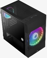 Корпус Aerocool Atomic V1 без БП, mATX, боковое окно (закаленное стекло), черный