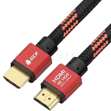 Кабель GCR PROF 1.5m HDMI 2.0, BICOLOR ECO Soft капрон, AL корпус красный, HDR 4:2:2, Ultra HD, 4K 60 fps 60Hz/5K*30Hz, 3D, AUDIO, 18.0 Гбит/с, 28AWG, GCR-54507