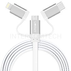 Кабель Crown USB - microUSB/USB Type-C/Lightning CMCU-3182 white