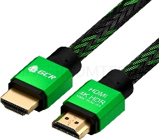 Кабель GCR 0.3m HDMI версия 2.0, HDR 4:2:2, Ultra HD, 4K 60 fps 60Hz/5K*30Hz, 3D, AUDIO, 18.0 Гбит/с, 28/28 AWG, OD7.8mm, тройной экран, BICOLOR нейлон, AL корпус зеленый, GCR-52288 GCR Кабель 0.3m HDMI версия 2.0, HDR 4:2:2, Ultra HD, 4K 60 fps 60Hz/5K*3