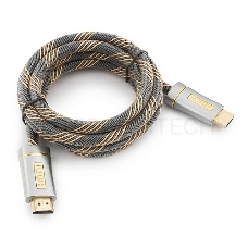 Кабель HDMI Cablexpert, серия Platinum, 1,8 м, v2.0, M/M, позол.разъемы, металлический корпус, нейлоновая оплетка, блистер