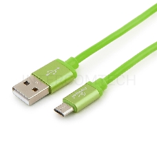 Кабель USB 2.0 Cablexpert CC-S-mUSB01Gn-1M, AM/microB, серия Silver, длина 1м, зеленый, блистер