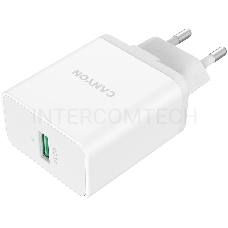 Сетевое зарядное устройство Canyon, QC3.0 36W WALL Charger with 1-USB A   Input: 100V-240V, Output:  USB-A:QC3.0 36W (5V3A/9V3.0A/12V3.0A),  Eu plug  , Over- Voltage ,  over-heated, over-current and short circuit protection Compliant with CE RoHs,ERP.Size