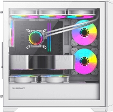 Компьютерный корпус mATX, без блока питания Gamemax Destroyer TGW mATX case, white, w/o psu, w/1xUSB3.0+2xUSB2.0, Combo Audio, w/3x12cm ARGB front fan (1xFN-12A-M6I-W, 2xFN-12A-S6I-W), w/1x12cm ARGB rear fan
