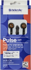 Наушники Defender Pulse 420 черный + оранжевый, вставки 63420