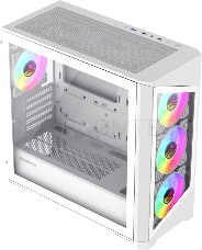 Компьютерный корпус mATX, без блока питания Gamemax Destroyer TGW mATX case, white, w/o psu, w/1xUSB3.0+2xUSB2.0, Combo Audio, w/3x12cm ARGB front fan (1xFN-12A-M6I-W, 2xFN-12A-S6I-W), w/1x12cm ARGB rear fan