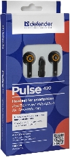 Наушники Defender Pulse 420 черный + оранжевый, вставки 63420