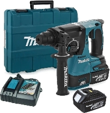 Перфоратор Makita DHR242RFE Перфоратор, ак б\щет,SDS+,{18В,2х3Ач Li-ion,3реж,2.4Дж,0-4700у\м,3.3кг,чем,подсвет,совмест с 4Ач Li-ion}