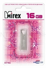 Флеш Диск 16GB Mirex Intro, USB 2.0, Металл